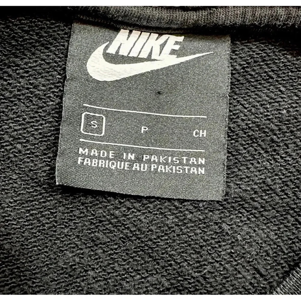 Nike Black Cropped Crop Pullover Crew Neck Dolman Sweatshirt waist String sz S - Picture 6 of 7